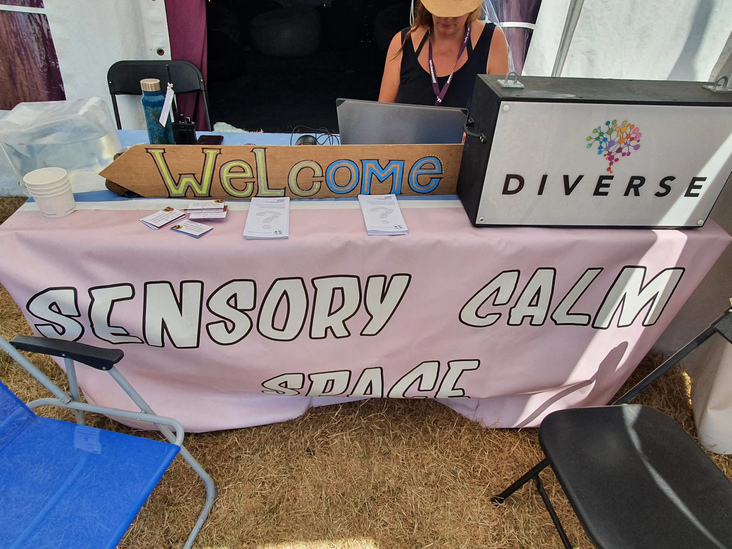 Sensory Calm Space entrance and welcome sign