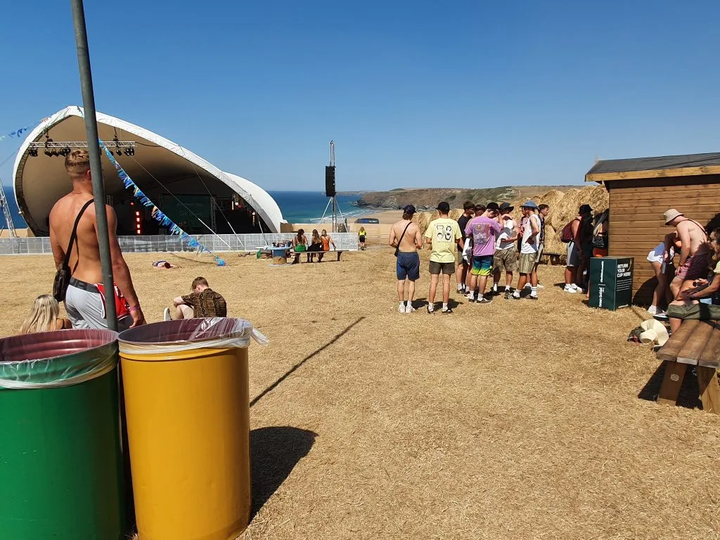 the view stage to the left and coastal views to the right