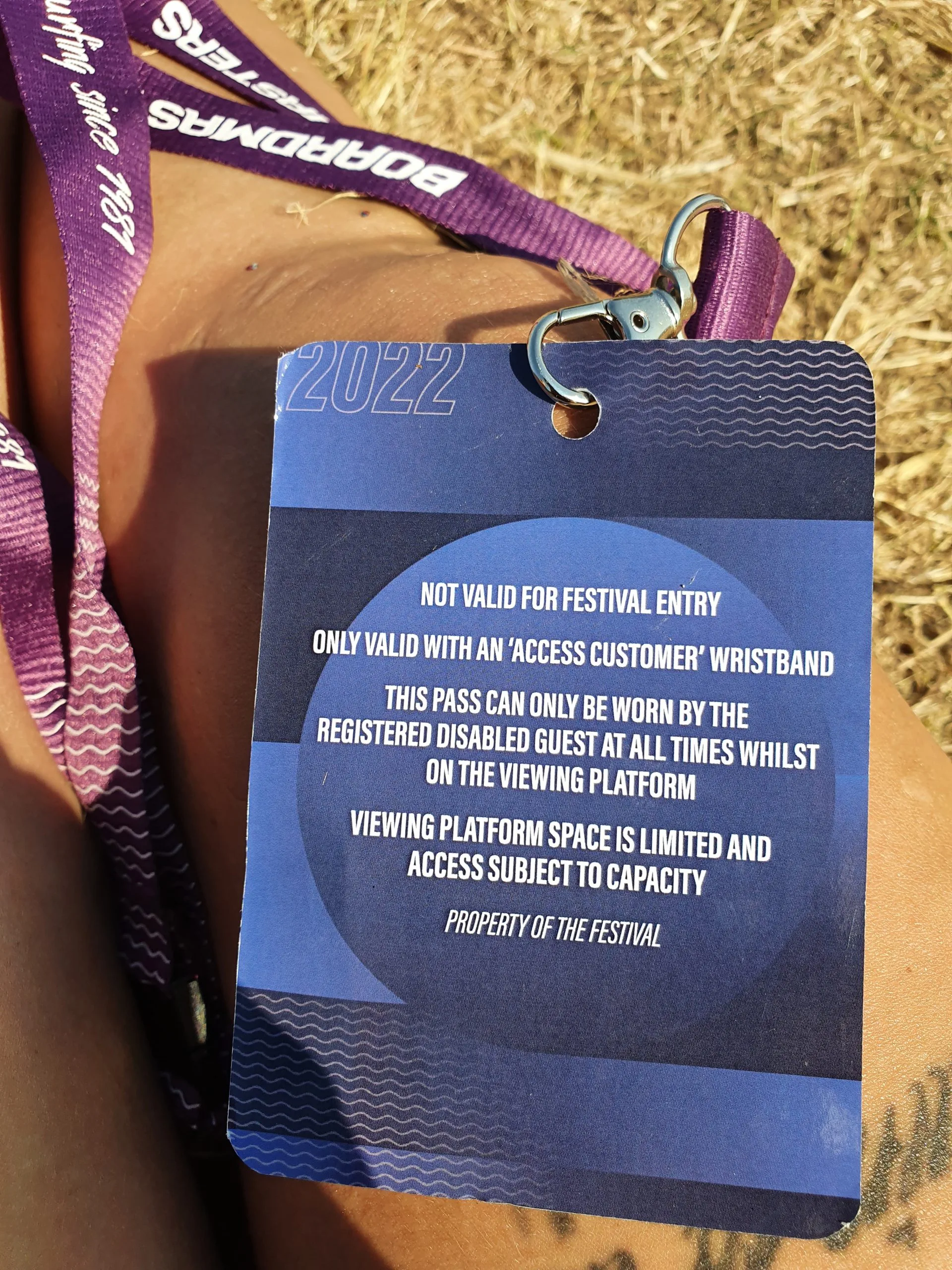 Back of the viewing platform pass