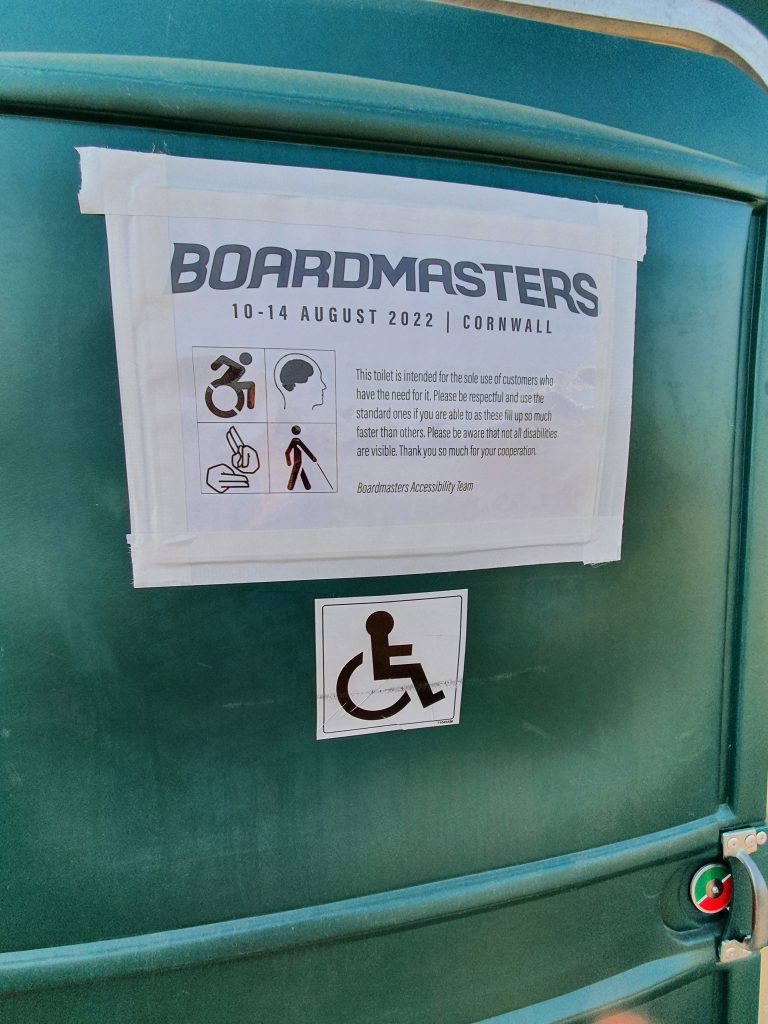 Accessible toilet next to viewing platform, sign detailing that the toilet is only for use by access customers and their companions 