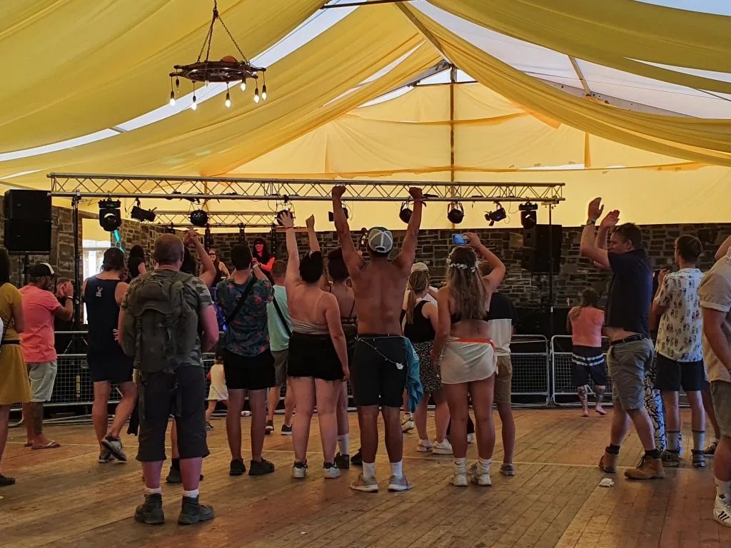 small but very enthusiastic crowd watching Cornish band the eyelids