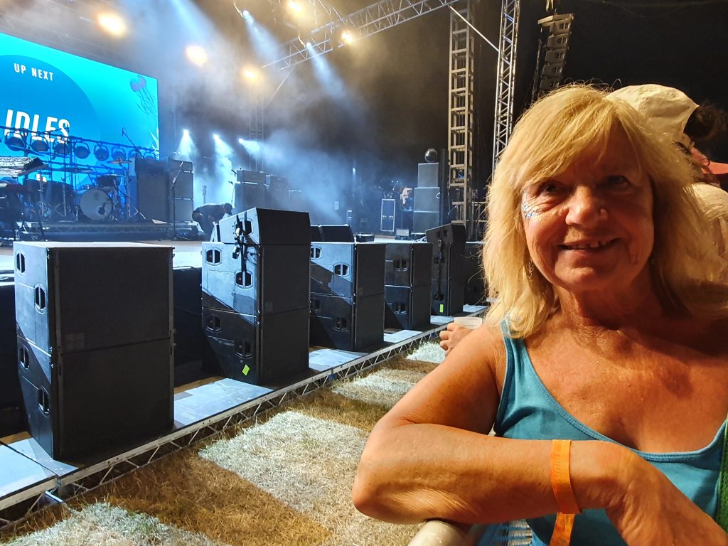 Mary waiting for Idles right at the front of the crowd