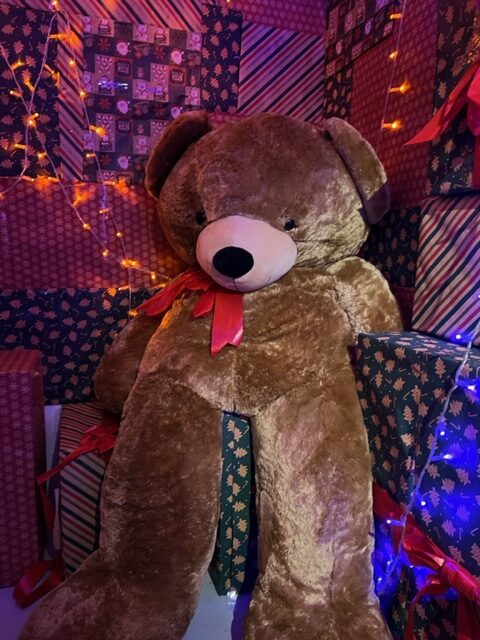 Giant Teddy bear at the Tunnel of lights, Charlestown Shipwreck Museum