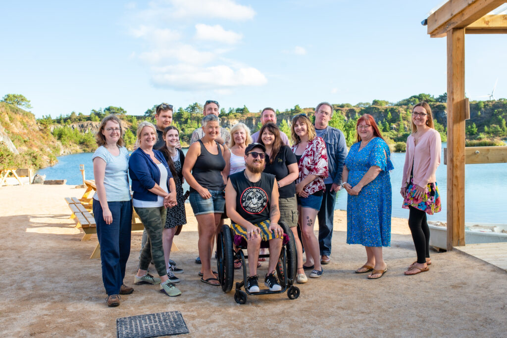 Access Cornwall taff and volunteers at Trevassack Lake in West Cornwall