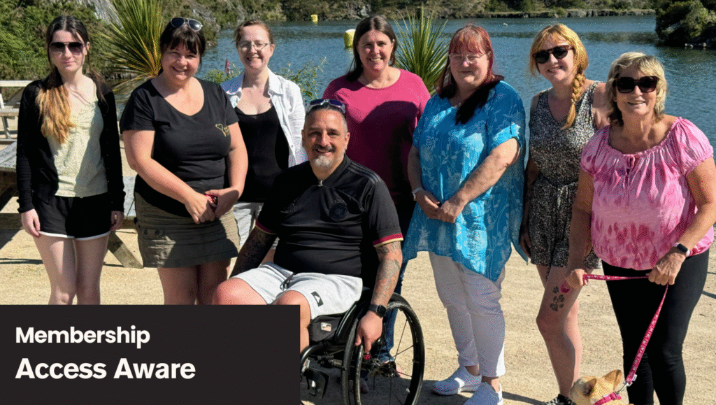 A photograph of teh Access Cornwall team with the words Membership: Access Aware on the bottom left hand, side of the image.